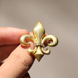 Luxury Brushed Gold Tone Iris Flower Brooch Pin